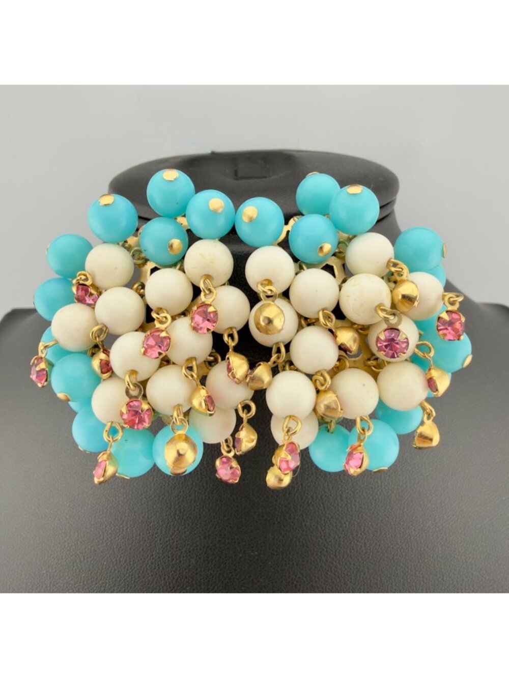 Vintage Cha Cha Dangle Earrings Pastel Beaded Statement Candy Clip On